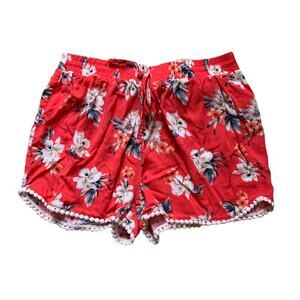 Red Shorts Hollister XS Floral Preppy